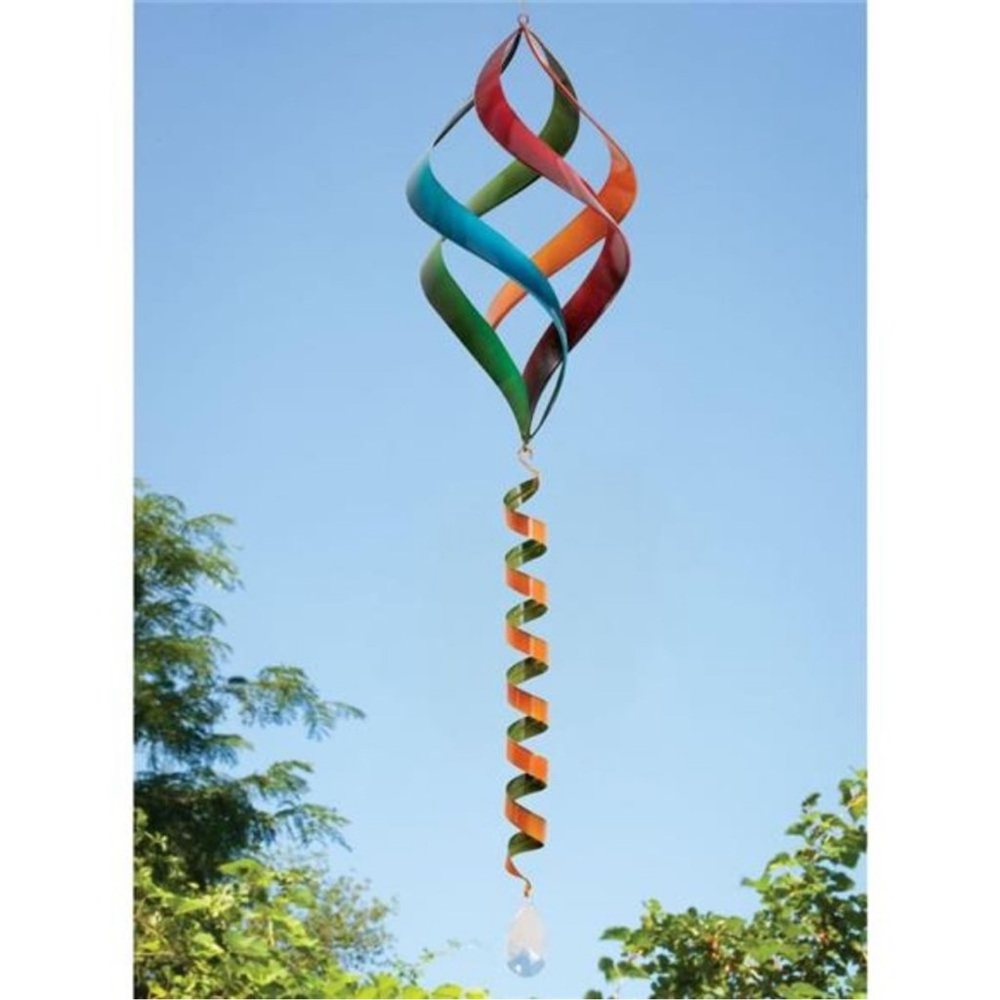 28" Rainbow Enameled Wind Spinner - Yard Decorations - Weather-Resistant Kinetic